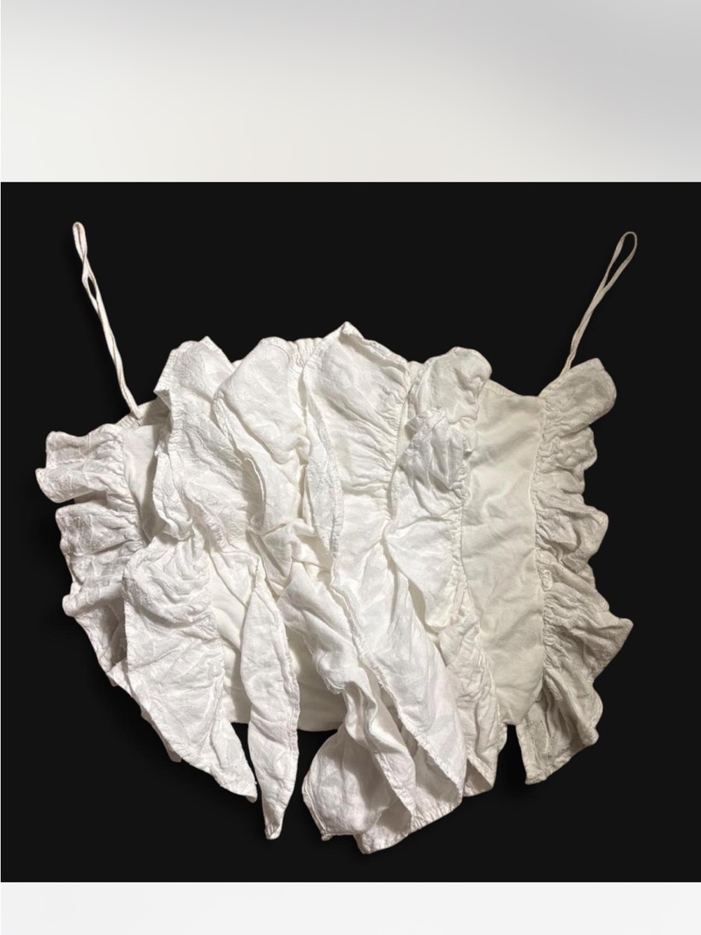 Anthropologie Cream Smocked Ruffle Top